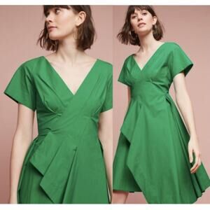 Anthropologie Green Wrap Dress